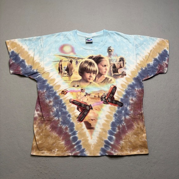 Liquid Blue Other - Liquid Blue T-Shirt‎ Mens Large Blue Star Wars Episode I Phantom Menace Tie Dye